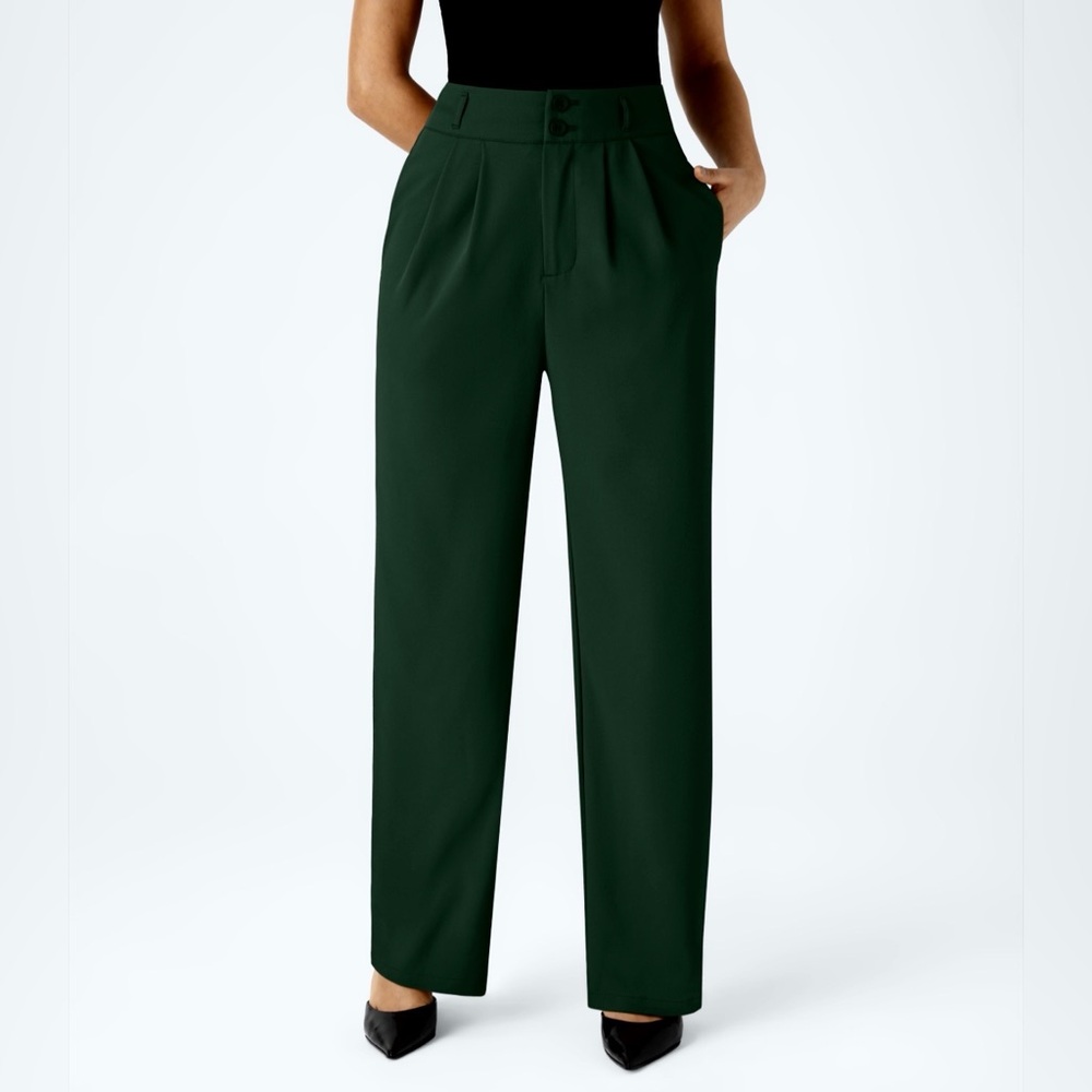 🆕 Halara High Waisted Shirred Straight Leg Work Pants, Size M - Picture 2 of 7